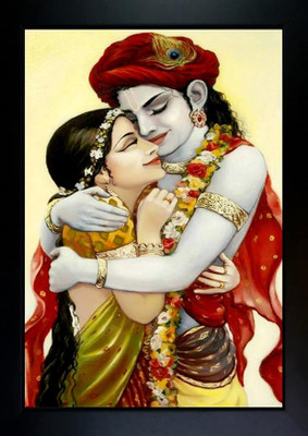 RV SALES Radha Krishna Photo Frame | Radha Krishna Painting Photo Frame Digital Reprint 9 inch x 7 inch Painting(With Frame)