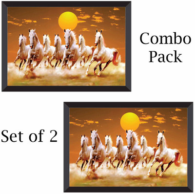 7 Running horses Vastu UV textured Home decorative gift item Digital Reprint 11 inch x 14 inch Painting Paper Print(11 inch X 14 inch)