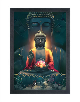 Devatwal Lord Buddha / Gautam Buddha/Mahaveer Swami Photo Frame For Wall Mounted Painting Digital Reprint 14 inch x 10 inch Painting(With Frame)