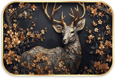 Indianara Elegant Deer Wall Art for Living | Bedroom | Office Room | Hotel Digital Reprint 12 inch x 18 inch Painting(With Frame)