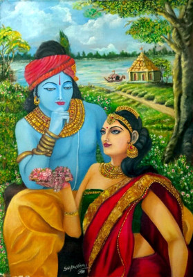 ANSHUL INTERNET CANVAS PAINTING BAL KRISHNA 05 Canvas 48 inch x 24 inch Painting(Without Frame)