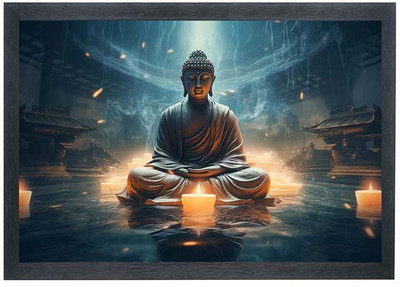Shree Shyam Lord Buddha / Gautam Buddha Photo Frame For Wall Mounted Painting Digital Reprint 10 inch x 14 inch Painting(With Frame)