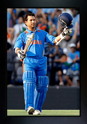 CrowdHall Sachin Tendulkar Photo Frame | Sachin Tendulkar Poster Digital Reprint 13.5 inch x 10 inch Painting(With Frame)