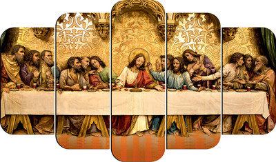 Casa Rica LAST SUPPER OF JESUS CHRIST Photo Frame Painting Home Decor for Wall FGA 005 Digital Reprint 30 inch x 18 inch Painting(Without Frame, Pack of 5)