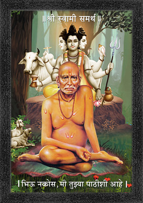 Dharvika Innovations Shri Swami Samarth Photo Frame Home Decorative Gift Item with Synthetic Frame Digital Reprint 20 inch x 14 inch Painting(With Frame)