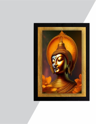 Digital art Lord Buddha Frame Wall Painting Positive Vibe Digital Reprint 11 inch x 14 inch Painting(With Frame)