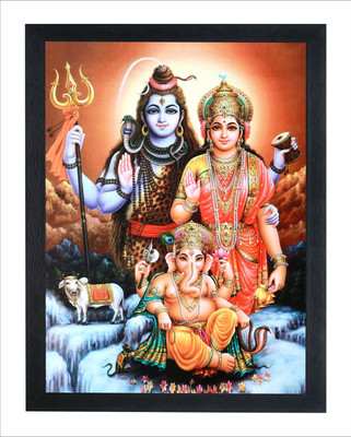 Devatwal Lord Shiva With Parvati Mata / Shiv Ji Photo Frame For Wall Mounted Painting Digital Reprint 14 inch x 10 inch Painting(With Frame)