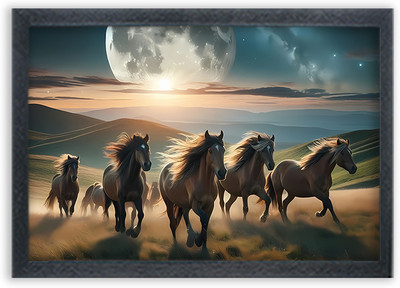 Choudhary Bro Horse Painting For Wall Mount wall For Gift Happy Brithday us Digital Reprint 13 inch x 10 inch Painting(With Frame)