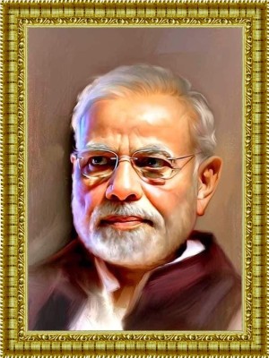 BISRAT CREATIONS Narendra modi photo frame Digital Reprint 13.5 inch x 10 inch Digital Reprint 13.5 inch x 10 inch Painting(With Frame)