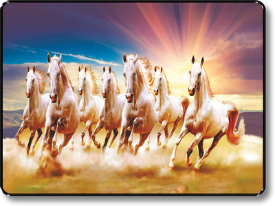 saf 7 Horses Nature Framed UV Coated Digital Reprint 11 inch x 14 inch Painting(With Frame)