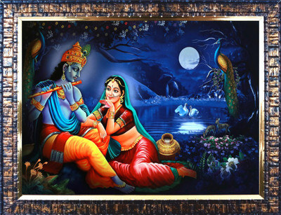 Rayno craft Radha Krishna Ji Photo Frame PB743 Acrylic 9 inch x 12 inch Painting(With Frame)
