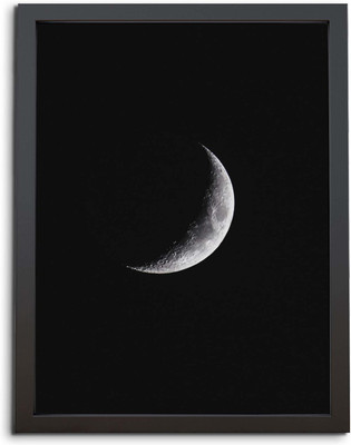TheKarkhana Moon Crescent TEXTURED PAPER (NON LAMINATED WITHOUT GLASS) Digital Reprint 12 inch x 8 inch Painting(With Frame)