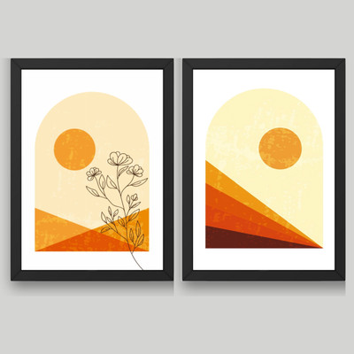 Craft Quest 2 Piece Set Wall Art Painting With Acrylic Glass for living room, Office Digital Reprint 13 inch x 10 inch Painting(With Frame, Pack of 2)