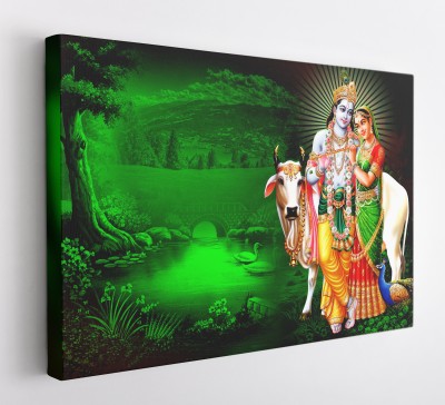GIFTMASTER Radha Krishna photo frame Art Print for Living Room and office Canvas 12 inch x 18 inch Painting(With Frame)