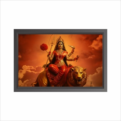 Euonia Decors Durga Maata Framed Wall Art -12 X 18 Inch for Bed Room, Pooja Room Digital Reprint 18 inch x 12 inch Painting(With Frame)
