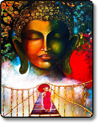saf Lord Buddha Religious Wall Décor Digital Reprint 14 inch x 11 inch Painting(With Frame)