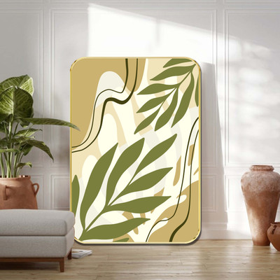 Aartify Olive Green Leaf Wall Art – Framed Botanical Abstract Painting for Home Décor Digital Reprint 24 inch x 18 inch Painting(With Frame)