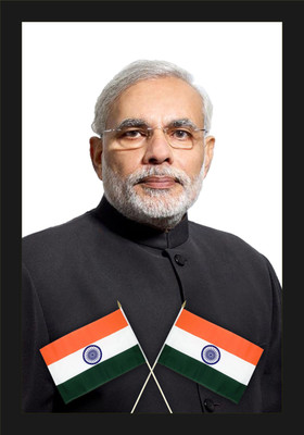 jog craft narendra modi photo, modi ji photo frame Digital Reprint 20 inch x 14 inch Painting(With Frame)