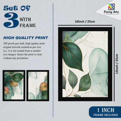 FRIZZY ARTS Digital Reprint 13 inch x 10 inch Painting(With Frame, Pack of 3)