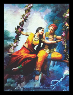 MHridayCraft MHC-Radha krishna ji 10 Digital Reprint 9 inch x 12 inch Painting(With Frame)