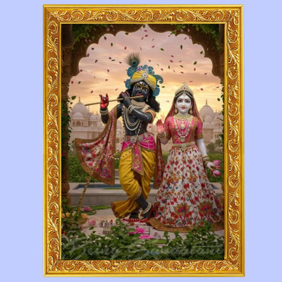 DEKORPRINT Hindu god Radha Krishna MDF Photo Frame For wall art Digital Reprint 12 inch x 8 inch Painting(With Frame)
