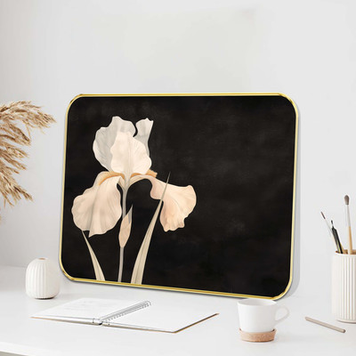 Aartify “Ivory Iris” Premium Floral Wall Decor | Gold Metal Frame on Matte Black Print Digital Reprint 24 inch x 18 inch Painting(With Frame)