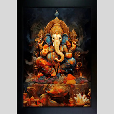 DEKOVA Lord Ganesha MDF Photo Frame Decorative Wall Art for Home & Office Digital Reprint 12 inch x 8 inch Painting(With Frame)