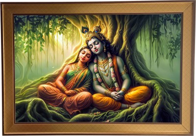 SHASWAT ART radha krishna painting| radha krishna photo frame| wooden art Digital Reprint 20 inch x 14 inch Painting(With Frame)