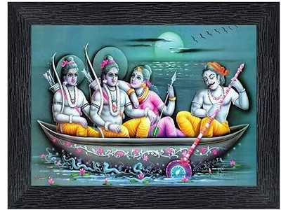 ag pro comfort Ram laxman sita ji Religious Wood Photo Frames with Acrylic Sheet for Worship Digital Reprint 8 inch x 10 inch Painting(With Frame)