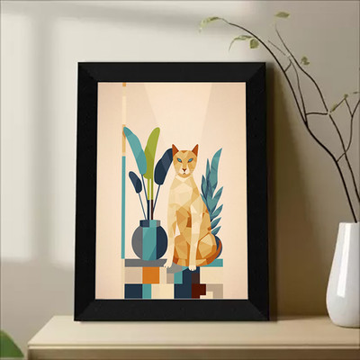 HSNStore Minimalist Boho Wall Decor, Mid Century Modern Wall Art Boho Aesthetic Decor Digital Reprint 14 inch x 11 inch Painting(With Frame)