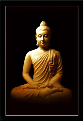 Dharvika Innovations Lord Buddha Photo Frame Home Decorative Gift Item with Synthetic Frame Digital Reprint 20 inch x 14 inch Painting(With Frame)