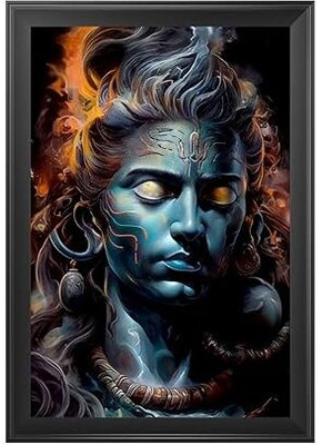 Dekostra Shiv Parivar Photo Frame | Lord Shiva Parvati Ganesh Kartikeya Wall Decor Digital Reprint 10 inch x 8 inch Painting(With Frame)
