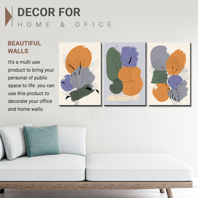 KALIT KALA DECOR Modern Wall Art MDF Panel for Wall Decor Wall Paintings for Living Room63 Digital Reprint 18 inch x 12 inch Painting(Without Frame, Pack of 3)