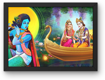 Arcapture Radha Krishna Wall Painting for Home Decoration for Living Room, Bedroom Digital Reprint 12 inch x 9 inch Painting(With Frame)