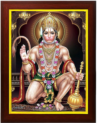 ag pro comfort Hanuman ji Bajrangbali Large Photo Frame Digital Reprint 10 inch x 8 inch Painting(With Frame)