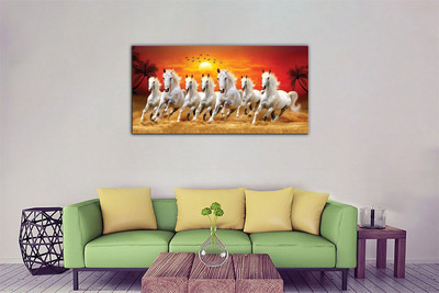 Aadee craft Running Horse Wall Art Canvas Painting for Living Room, Office, Home Decor Canvas 24 inch x 48 inch Painting(Without Frame)