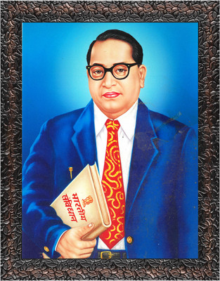 Indianara Baba Saheb AmbedkarPainting (4397GBN) -Synthetic Frame, 10 x 13Inch Digital Reprint 13 inch x 10.2 inch Painting(With Frame)