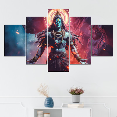 JB Creations Lord Shiv Ji Modern Art Painting Wall Decor For Home Digital Reprint 18 inch x 30 inch Painting(Without Frame, Pack of 5)