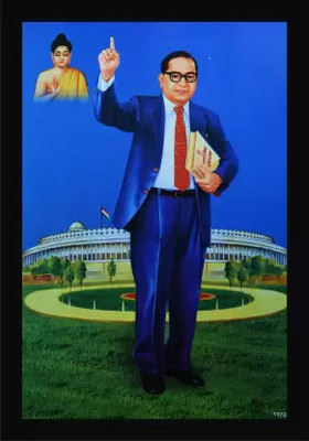 AARTKALA Dr Bheem Rao Ambedkar Photo Frame Digital Reprint Digital Reprint 14 inch x 10 inch Painting(With Frame)