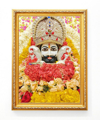 Diha Creation Golden A4 Khatu Shyam ji 27 Ink 12 inch x 8 inch Painting(With Frame)
