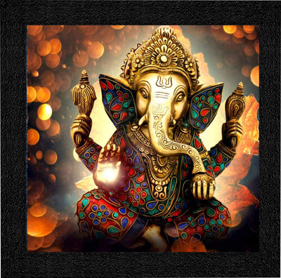 MYKART Shri Nath Creations 14x14 ganesh ji painting Digital Reprint 14 inch x 14 inch Painting(With Frame)