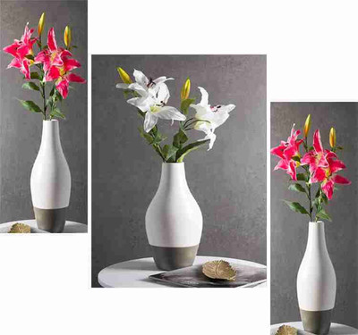 Nehaartnframe nanf art_70141 Set of 3 Flower UV Textured Wall Digital Reprint 12 inch x 18 inch Painting(Without Frame, Pack of 3)