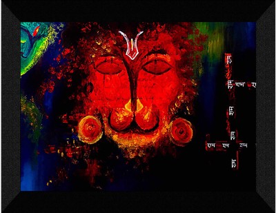 saf Lord Hanuman Religious Art Wall Décor Painting Digital Reprint 11 inch x 14 inch Painting(With Frame)