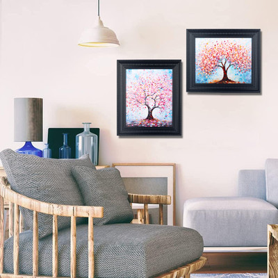 HomeFast Tree Canvas Wall Art Canvas Painting Poster Abstract Canvas Prints Pictures Canvas 20 inch x 20 inch Painting(With Frame, Pack of 2)