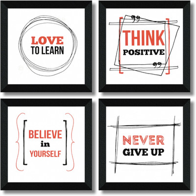 saf SET OF 4 MOTIVATIONAL QUOTES Digital Reprint 19 inch x 19 inch Painting(With Frame, Pack of 4)