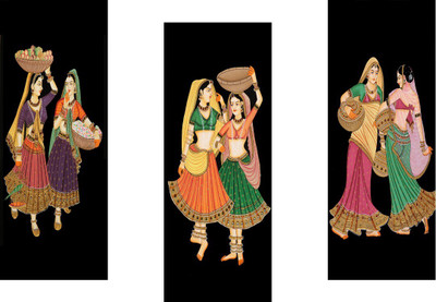 saf SAF MUGHAL 6MM MDF PANEL Digital Reprint 15 inch x 18 inch Painting(With Frame, Pack of 3)