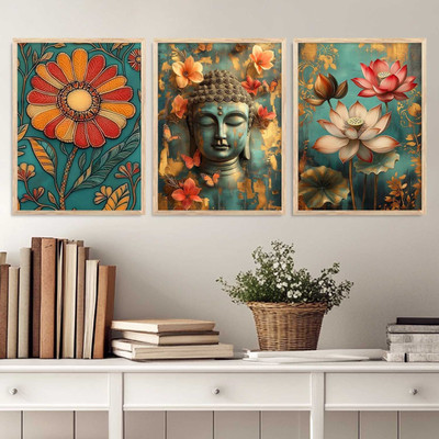 Mmory Digital Reprint 17 inch x 13 inch Painting(With Frame, Pack of 3)