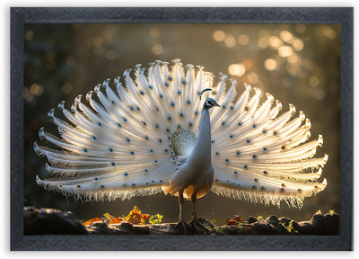 Devatwal Beautiful Peacock Painting For Wall Mounted Frame Digital Reprint 10 inch x 14 inch Painting(With Frame)