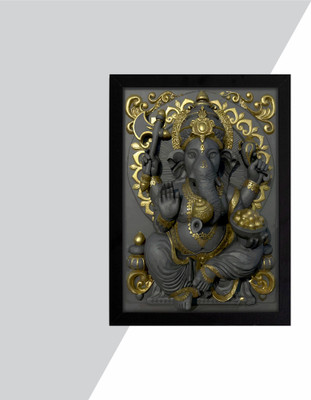 GoArt Ganesh ji wall art wall decoration hanging frame Digital Reprint 14 inch x 11 inch Painting(With Frame)
