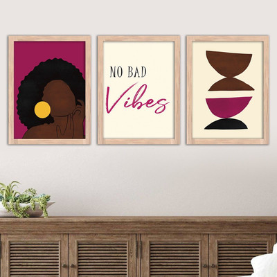Wallcano New1_Aesthetic Wall Decor Framed Paintings for Living Room Office Home Decor -10 Digital Reprint 14 inch x 11 inch Painting(With Frame, Pack of 3)